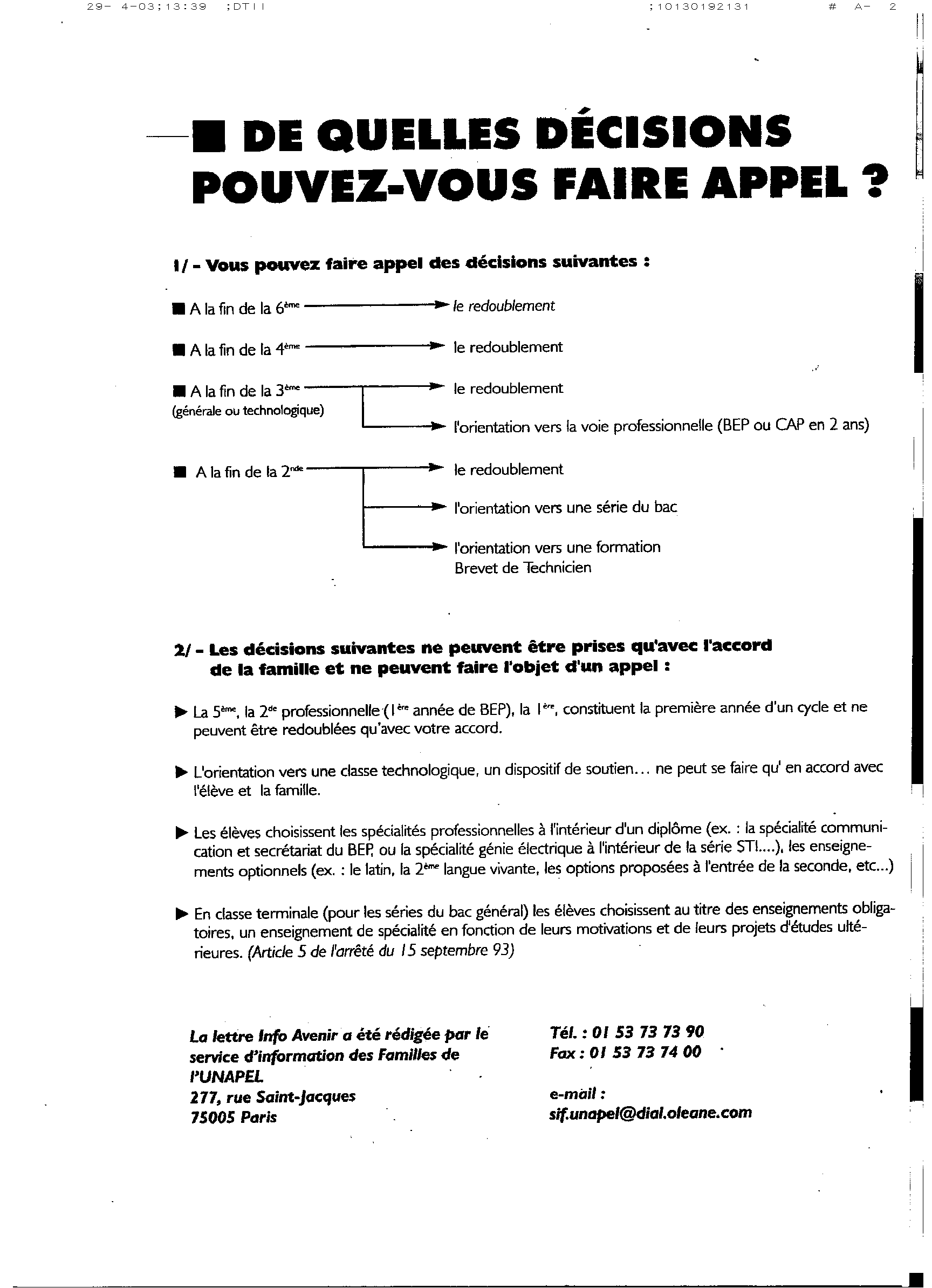 La Lettre Sif : faire appel
